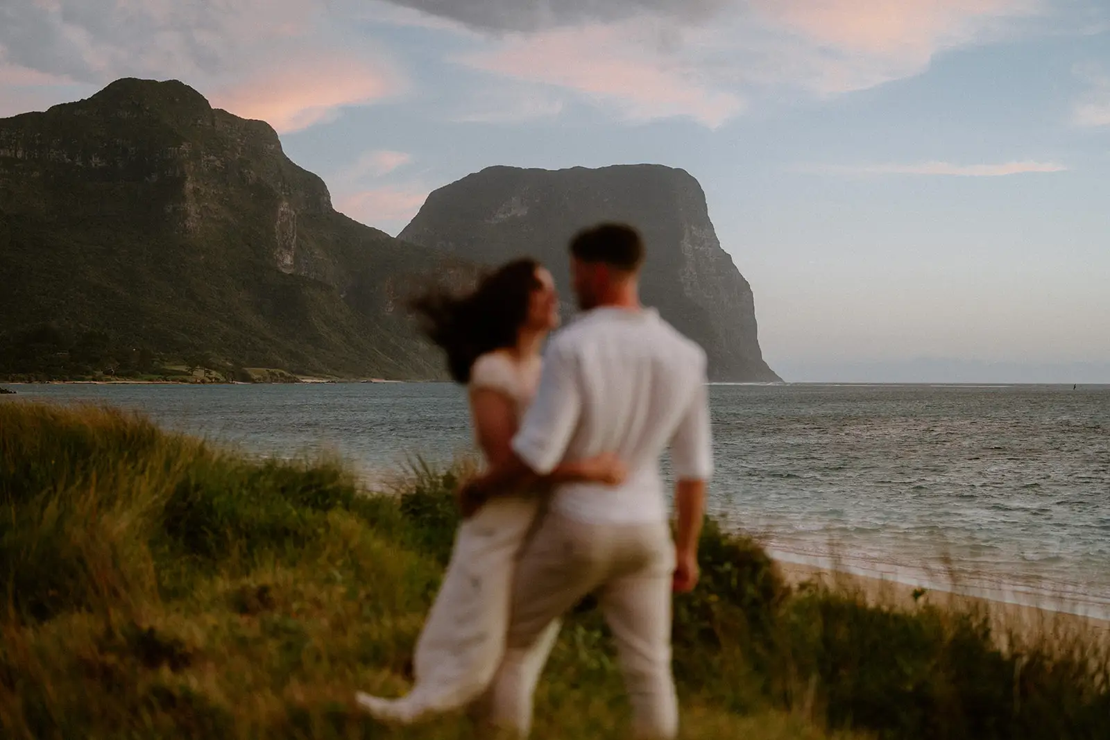 Mel and Brent looking out to Mount Lidgbird and Mount Gower, Lord Howe Island
