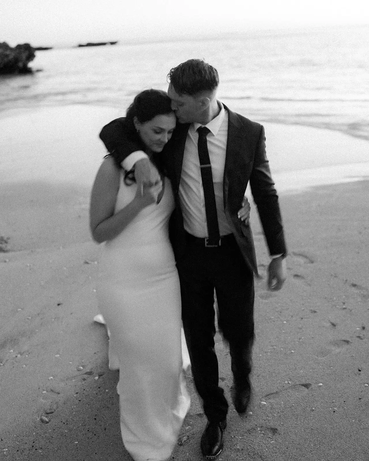 The newlyweds walking the beach at last light, Lord Howe Island